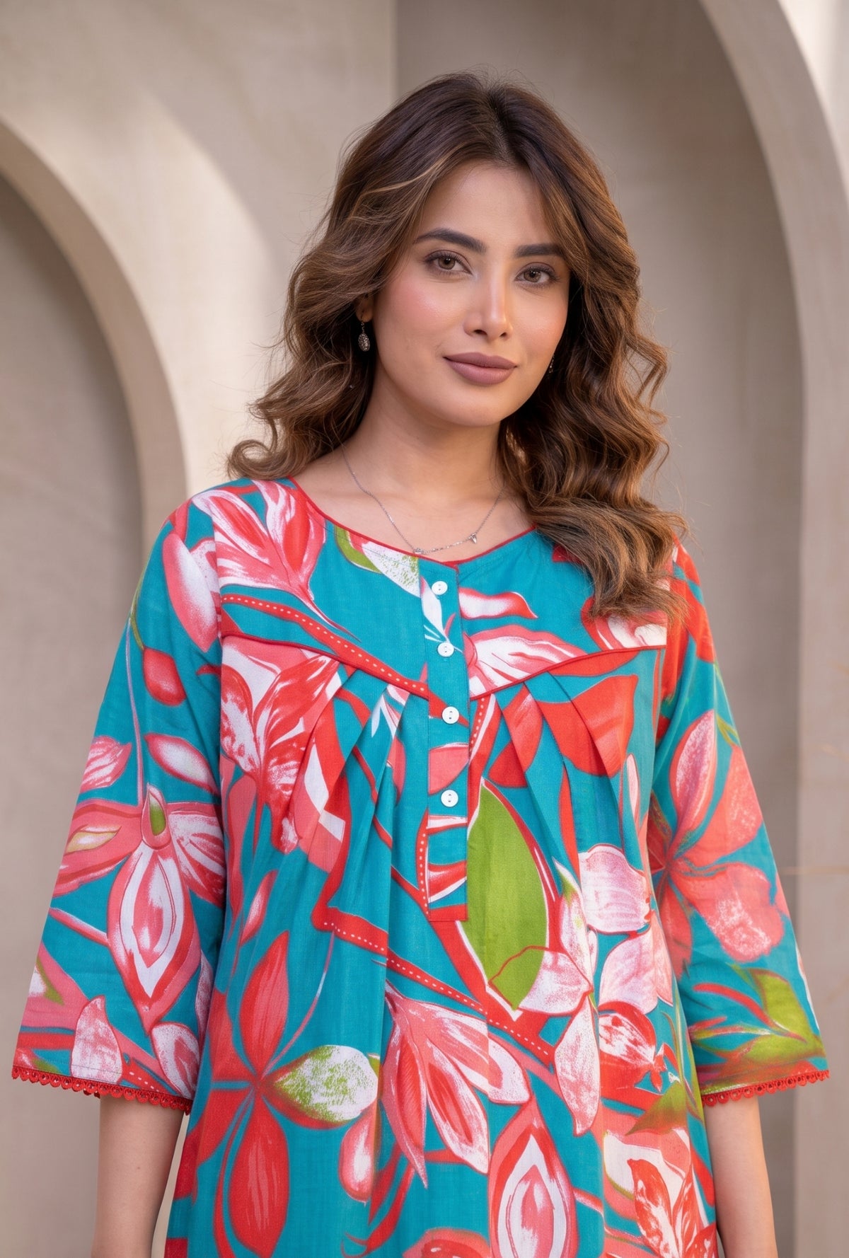 Tropical Breeze Floral Cotton Night Gown