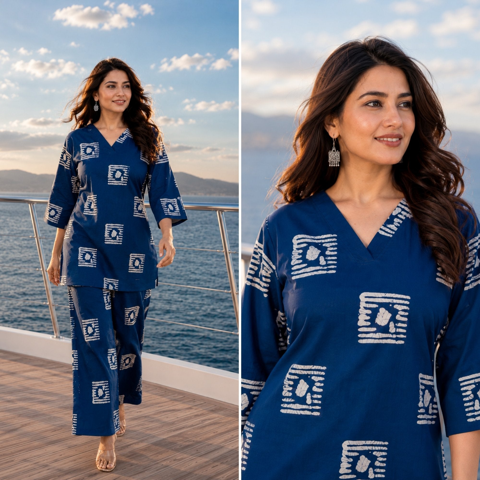 Blue Harbor Printed Cotton Co-ords Set