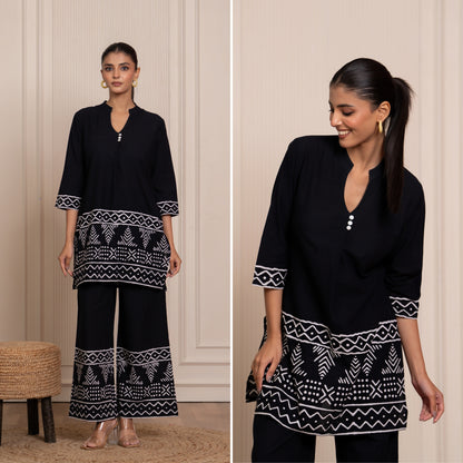 Blossom Chic Black Printed Cotton Co-ords Set