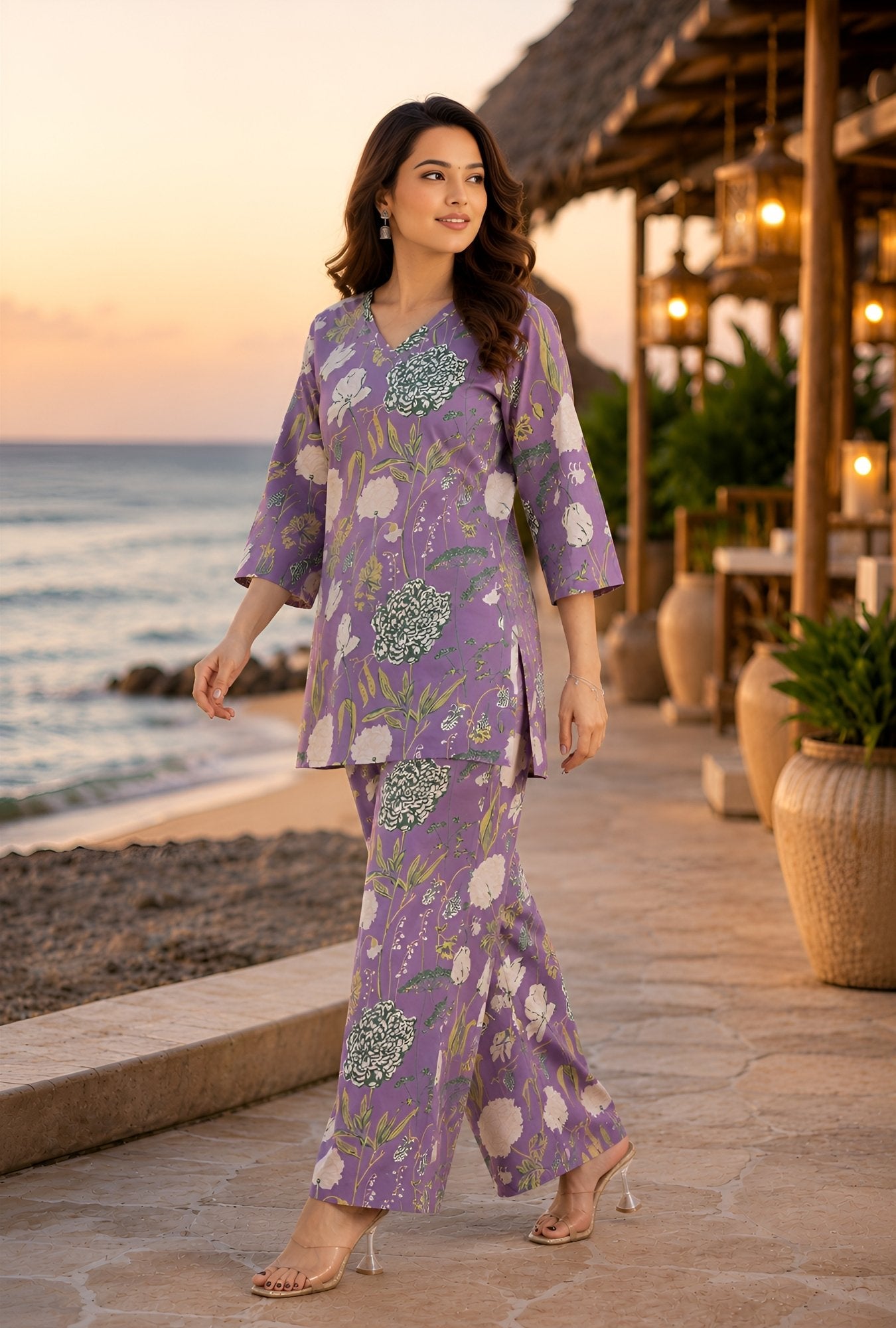 Floral Whisper Lavender Cotton Co-ords Set