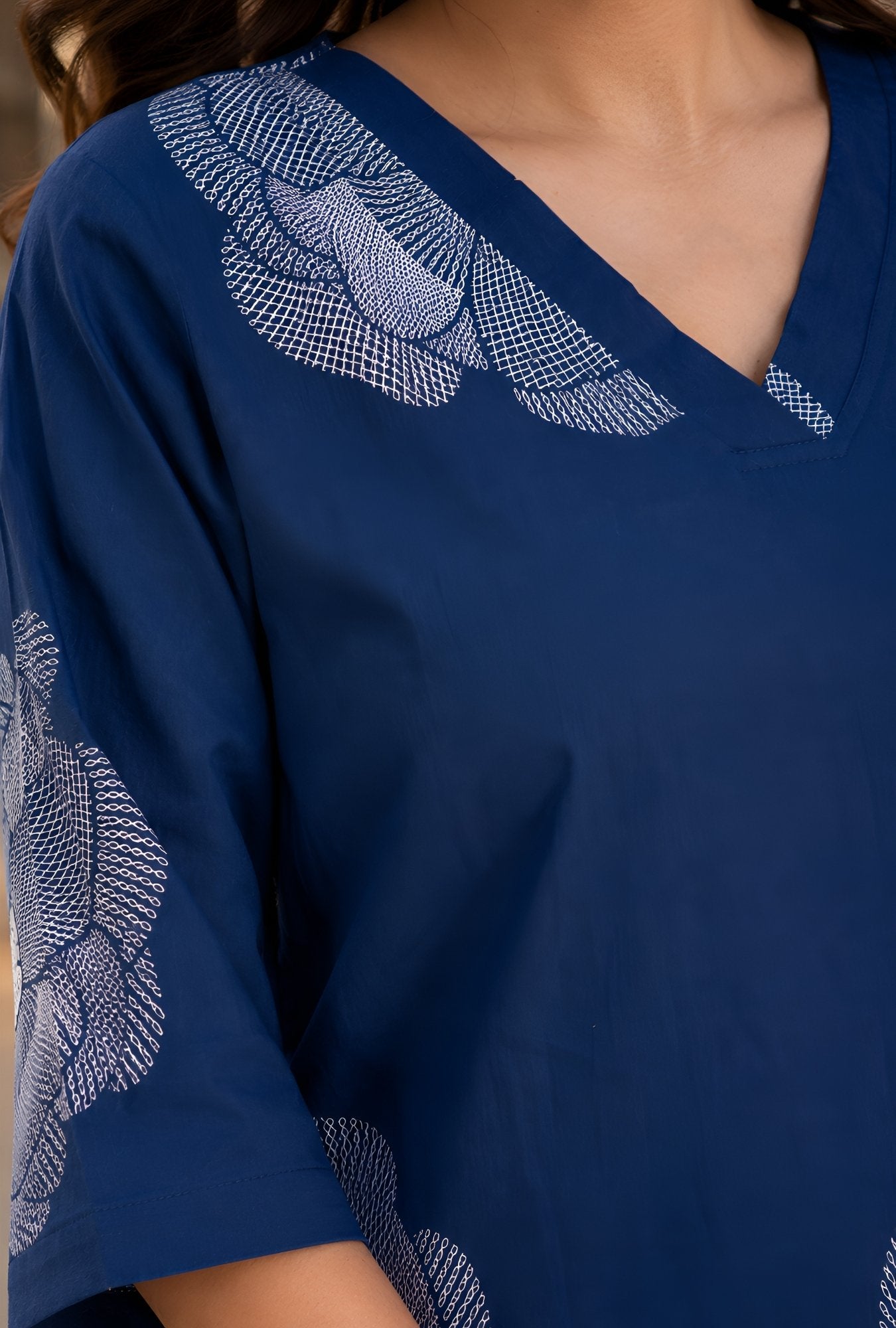 Royal Blossom Blue Cotton Co-ords Set