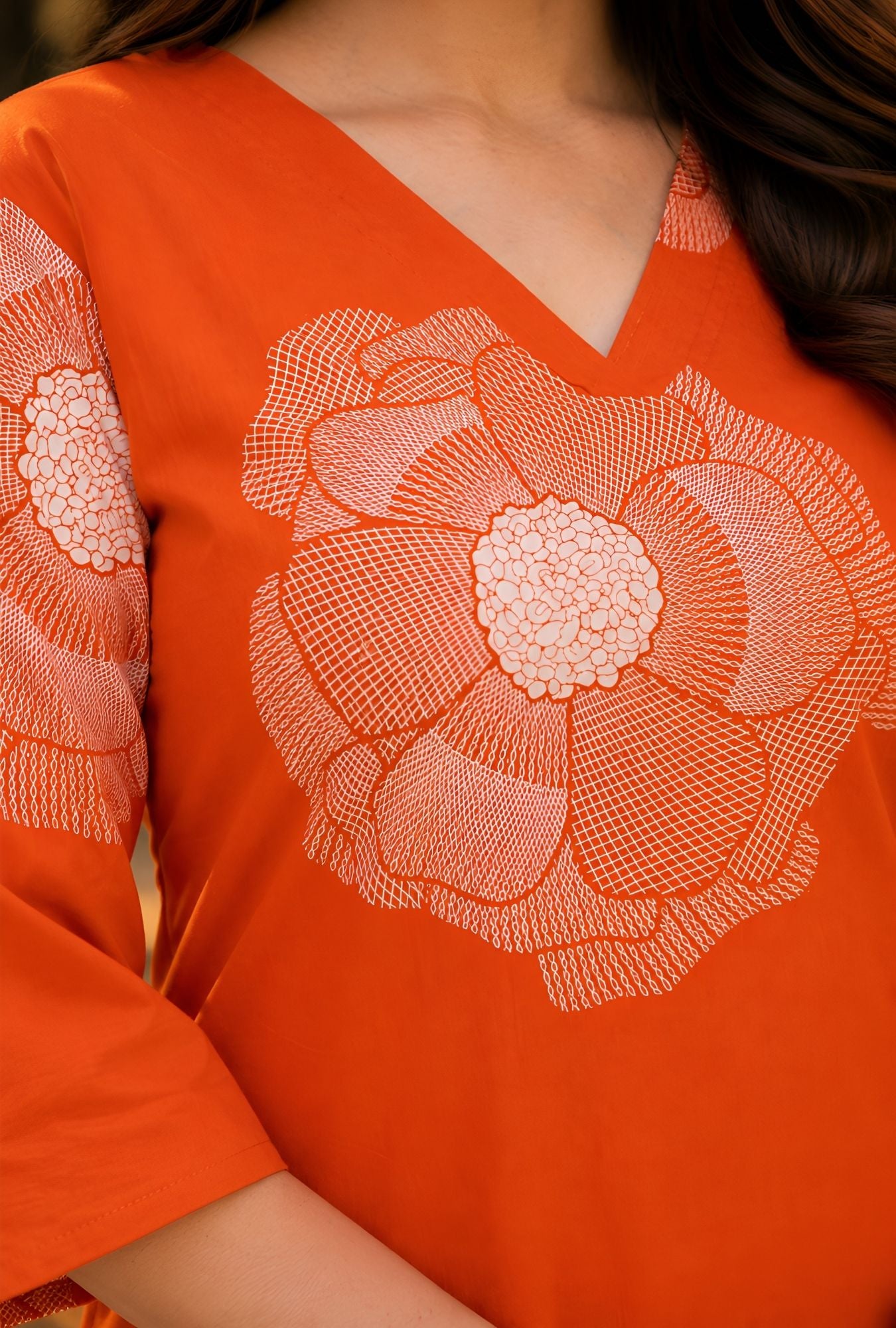 Tangerine Bloom Orange Cotton Co-ords Set