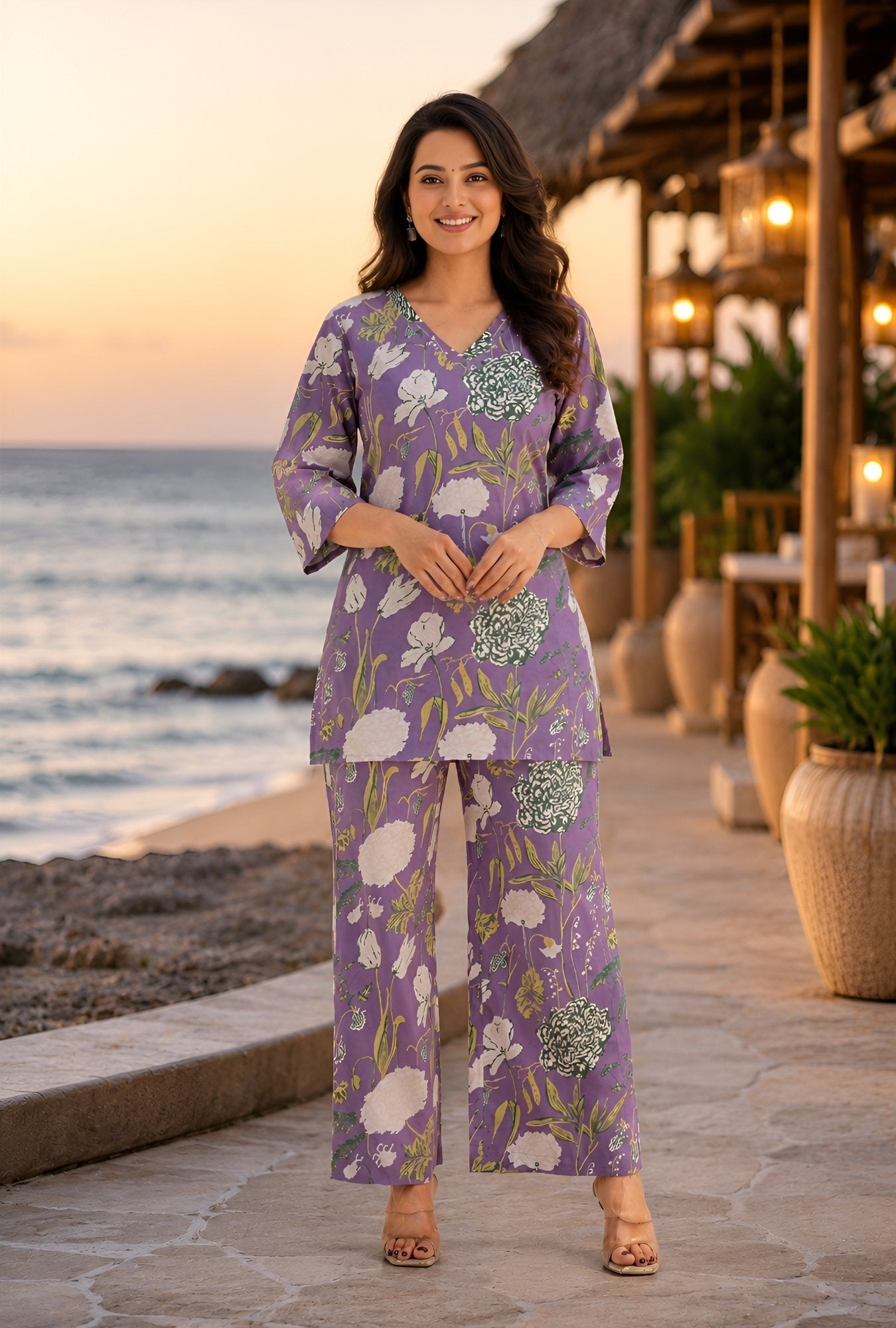 Floral Whisper Lavender Cotton Co-ords Set