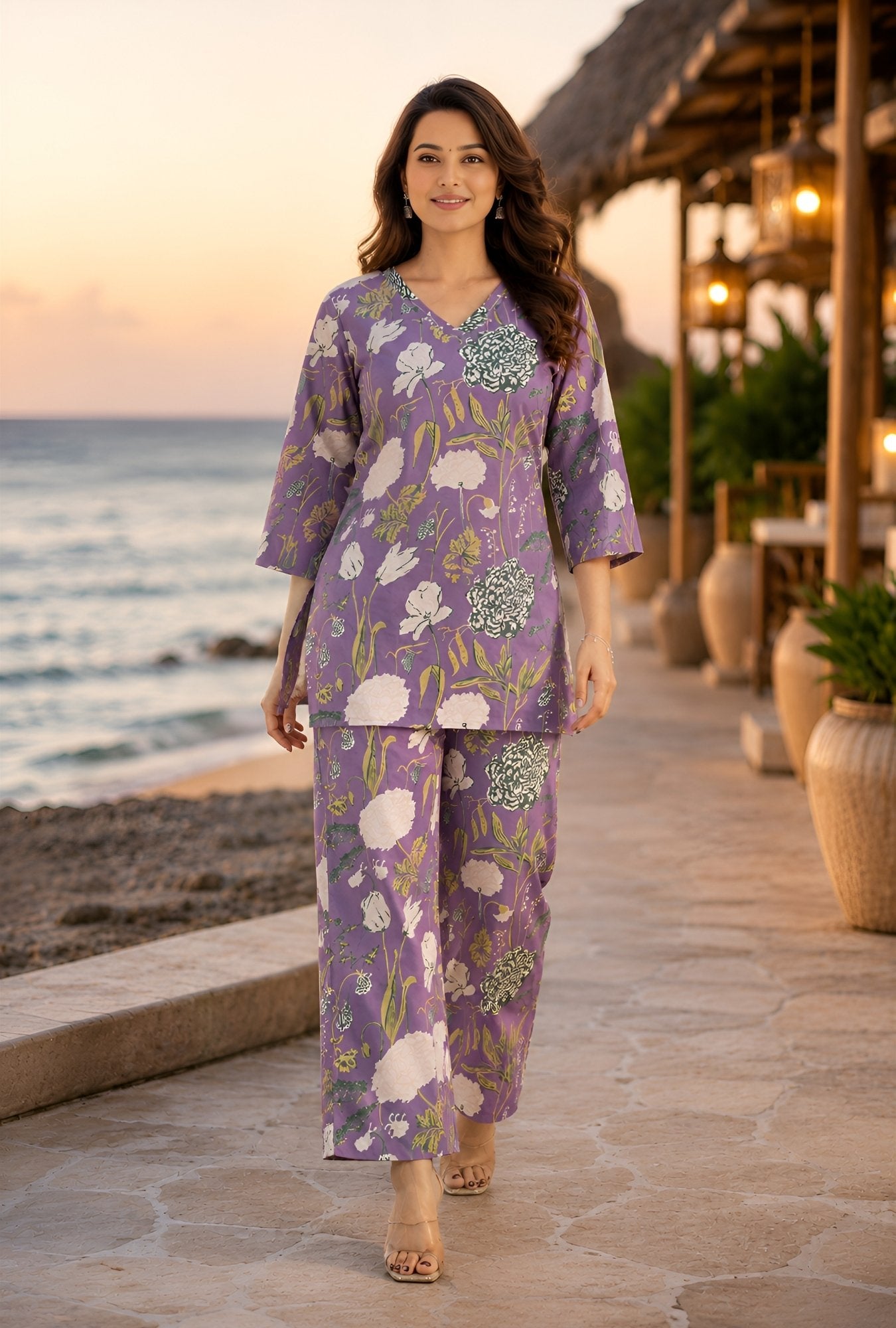 Floral Whisper Lavender Cotton Co-ords Set