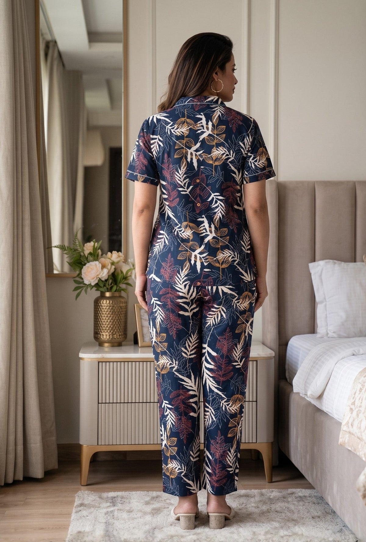 Patravali Navy Cotton Printed Night Suit