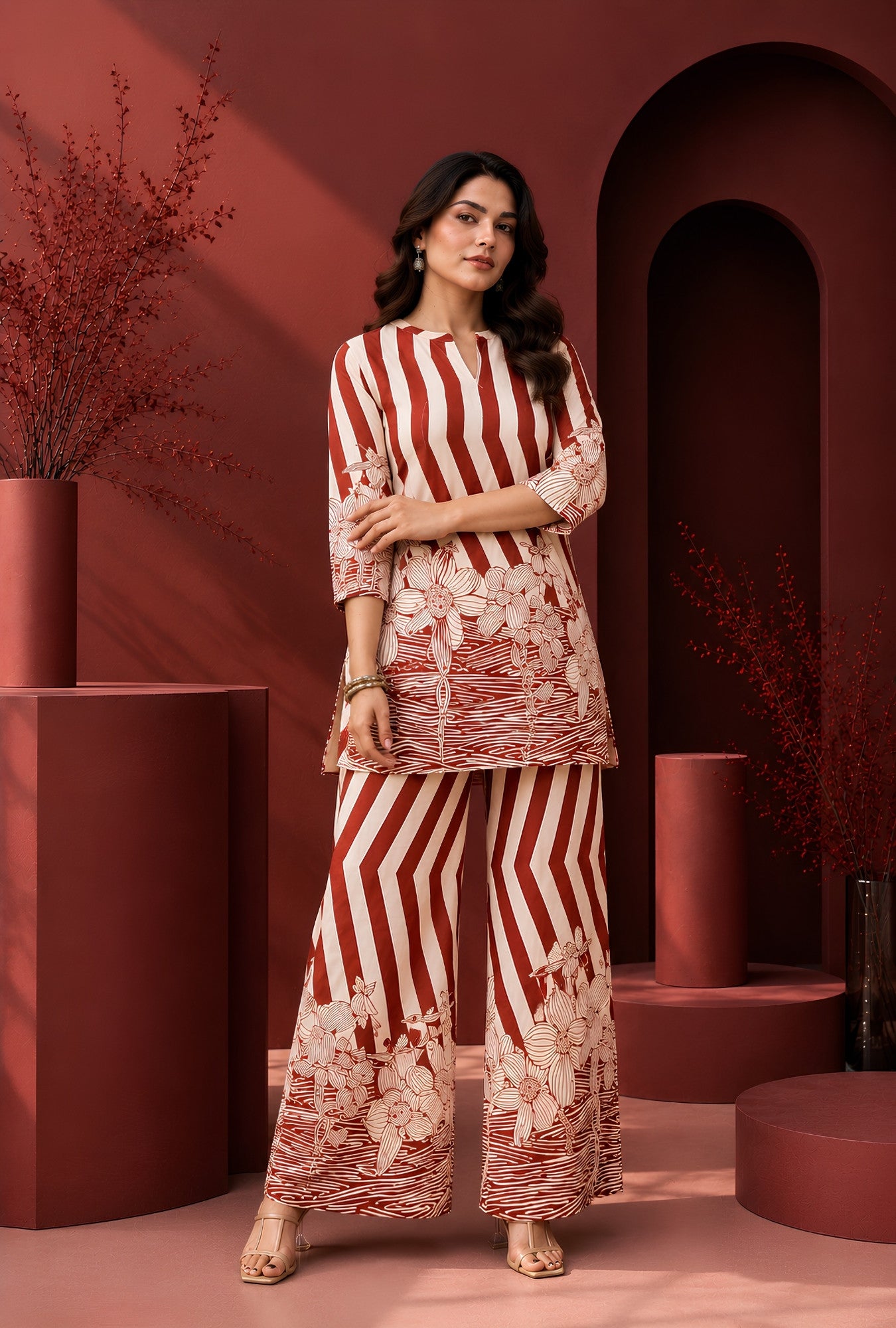 Maroon Reverie Printed Cotton Co-ords Set