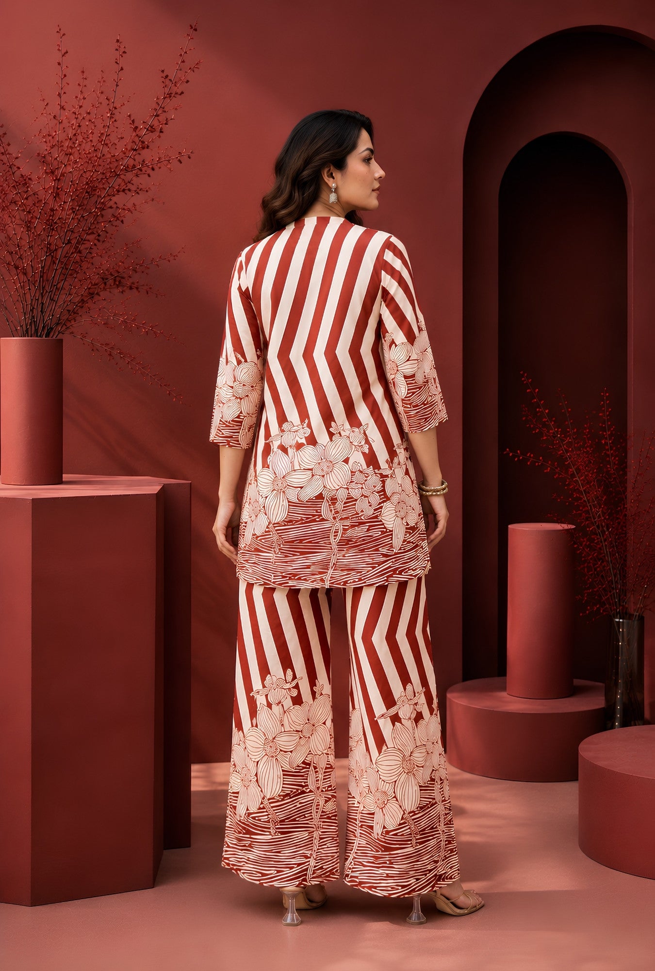Maroon Reverie Printed Cotton Co-ords Set