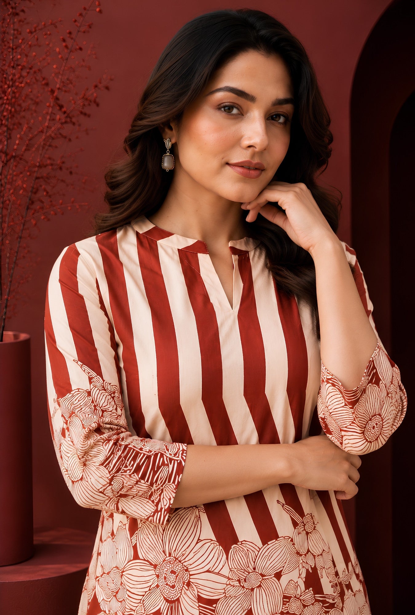 Maroon Reverie Printed Cotton Co-ords Set