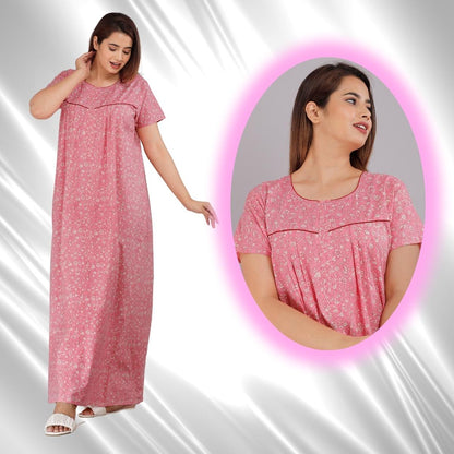 Kalamkari Pink Cotton Nighty Printed Nightwear Gowns at Best Prices