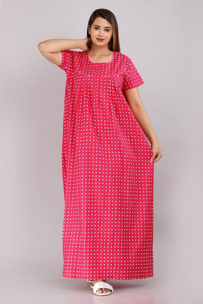 Bandhni Pink Cotton Printed Nightwear Gowns
