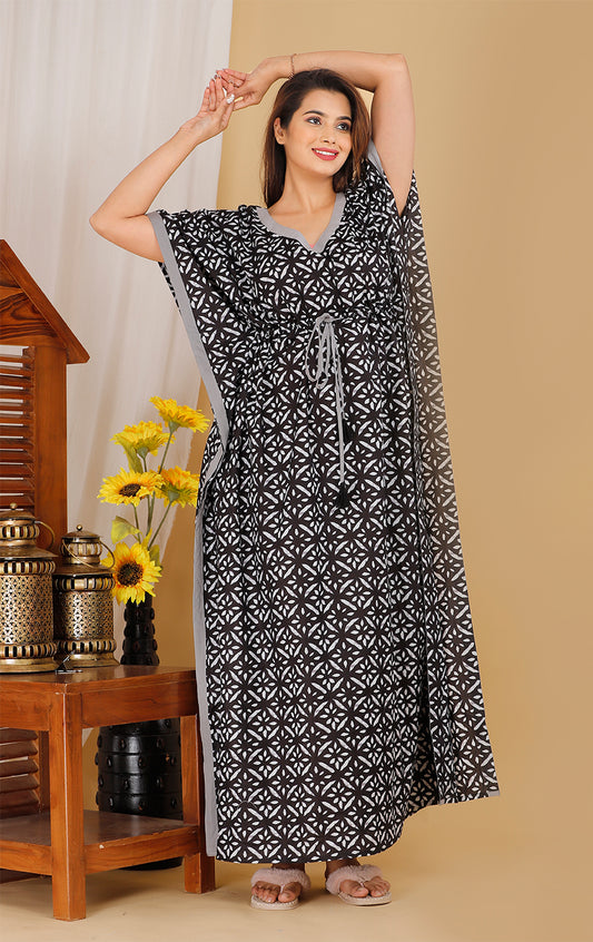 Anastya Marble Black Cotton Kaftan