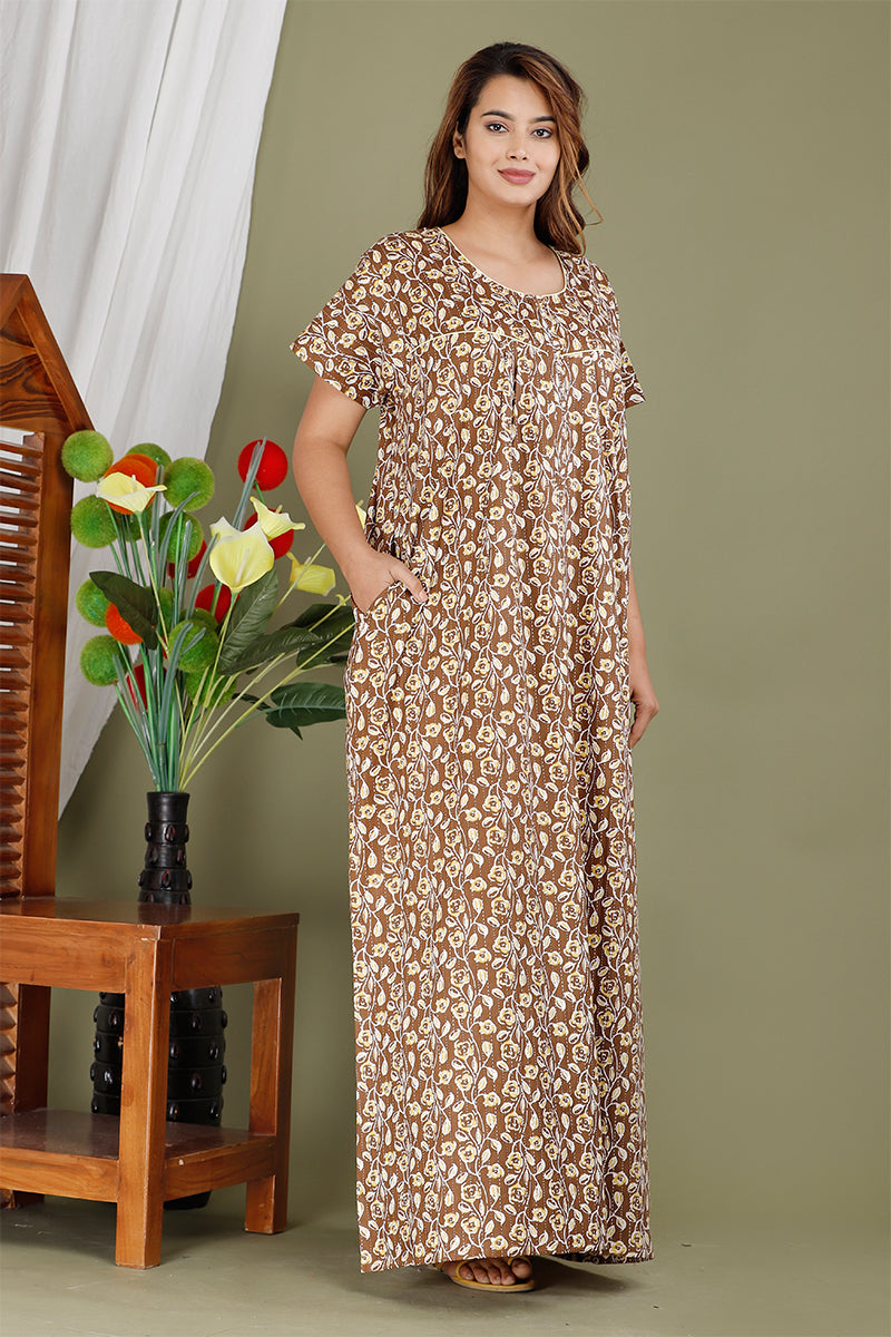 Beil Coffee Jaipur Cotton Printed Nightwear Gowns