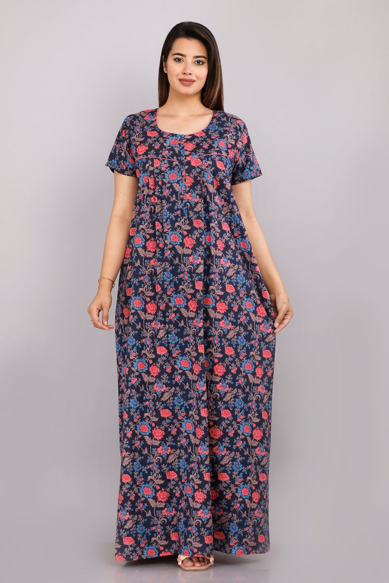 Eight Color Flower Navy Cotton Nightwear Gowns