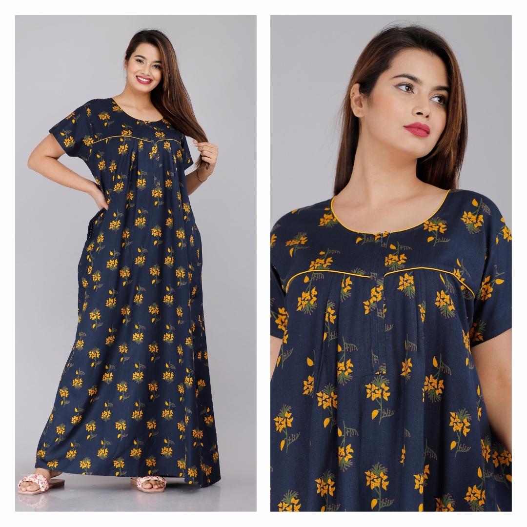 Dark Blue Womens Night Dresses And Nighties Online In India –  anastyaoverseas