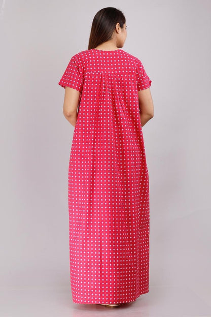 Bandhni Pink Cotton Printed Nightwear Gowns