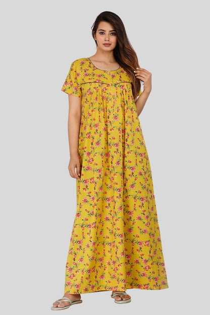 Orchid Yellow Cotton Nightwear Gowns
