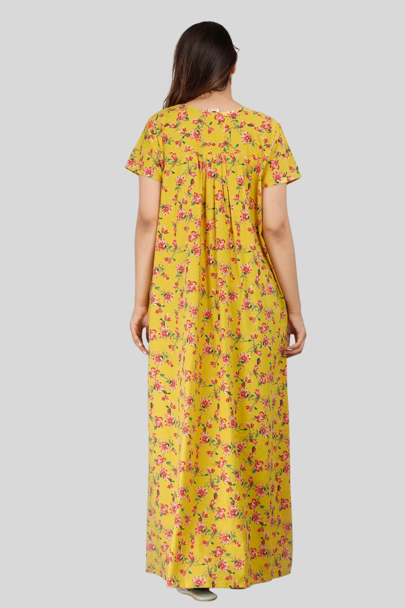 Orchid Yellow Cotton Nightwear Gowns