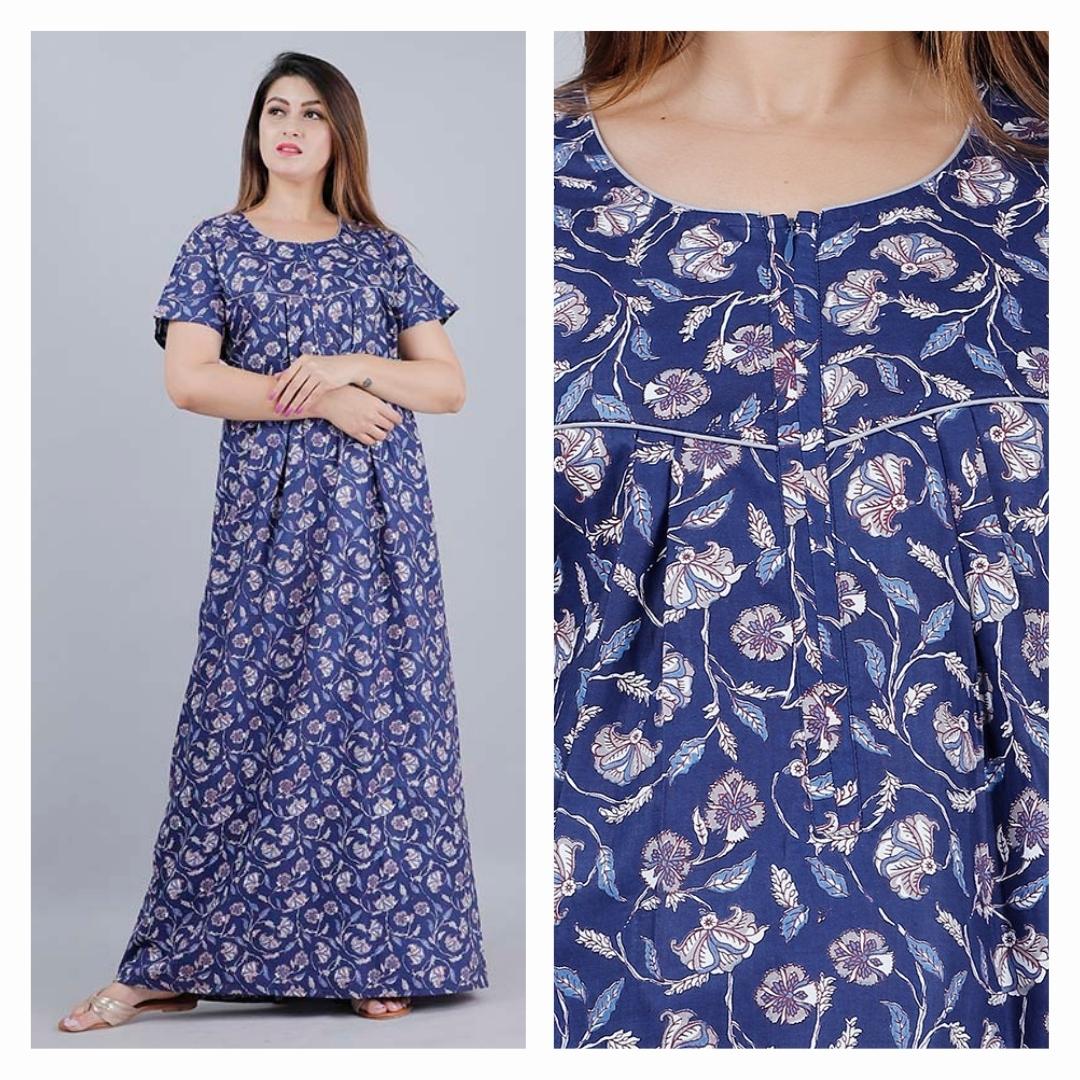 Jaipur cotton nighties online shopping feeding gowns ethnic nightwear